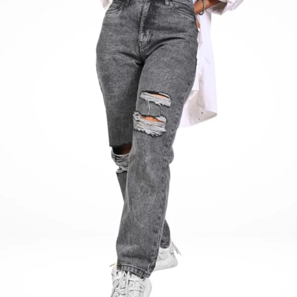 SmokeRush Distressed Straight Jeans
